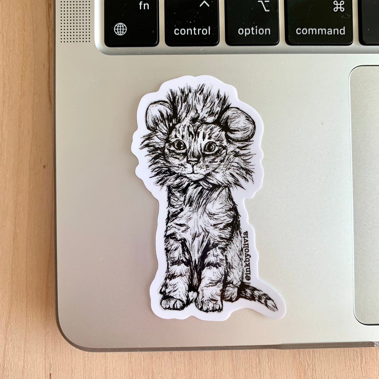 Cute little cat wearing a lion's mane, soft and adorable design.