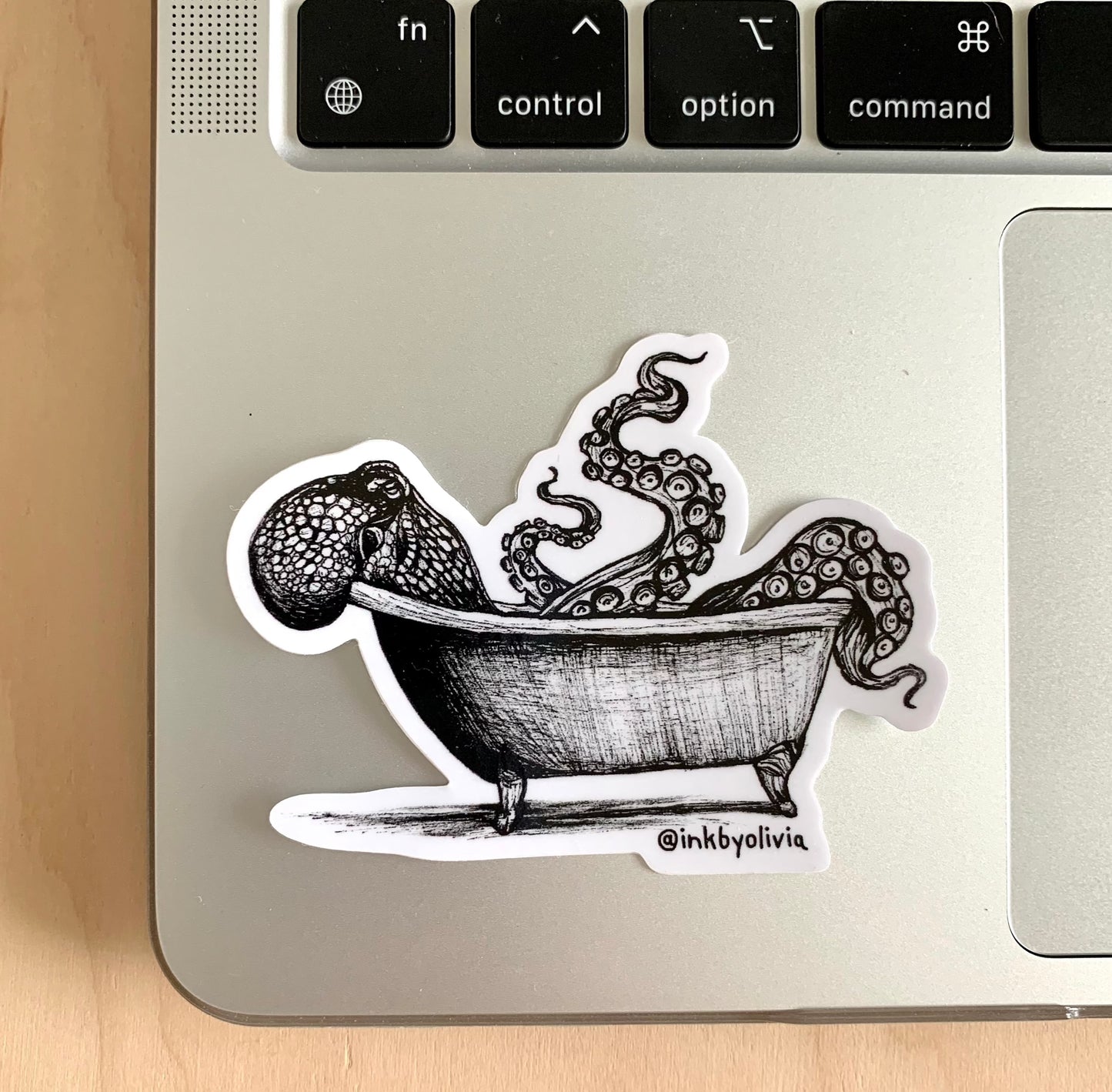 Cute octopus relaxing in a bathtub, whimsical and fun design.